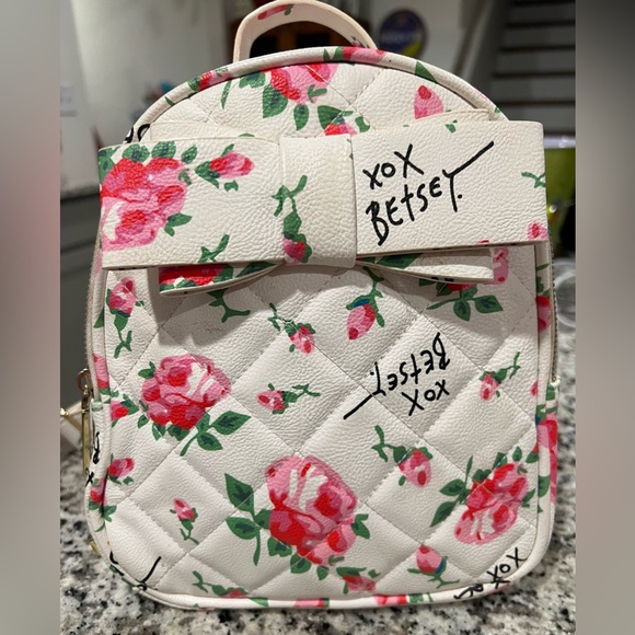 Betsey Johnson Bags Betsey Johnson Mini Backpack White With Pink